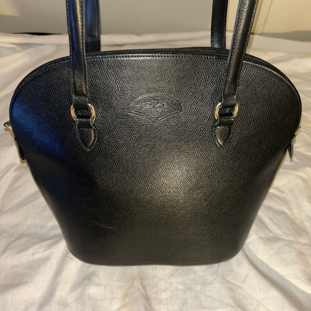 Longchamp Le Pliage Grain Leather Tote Vintage Made in France